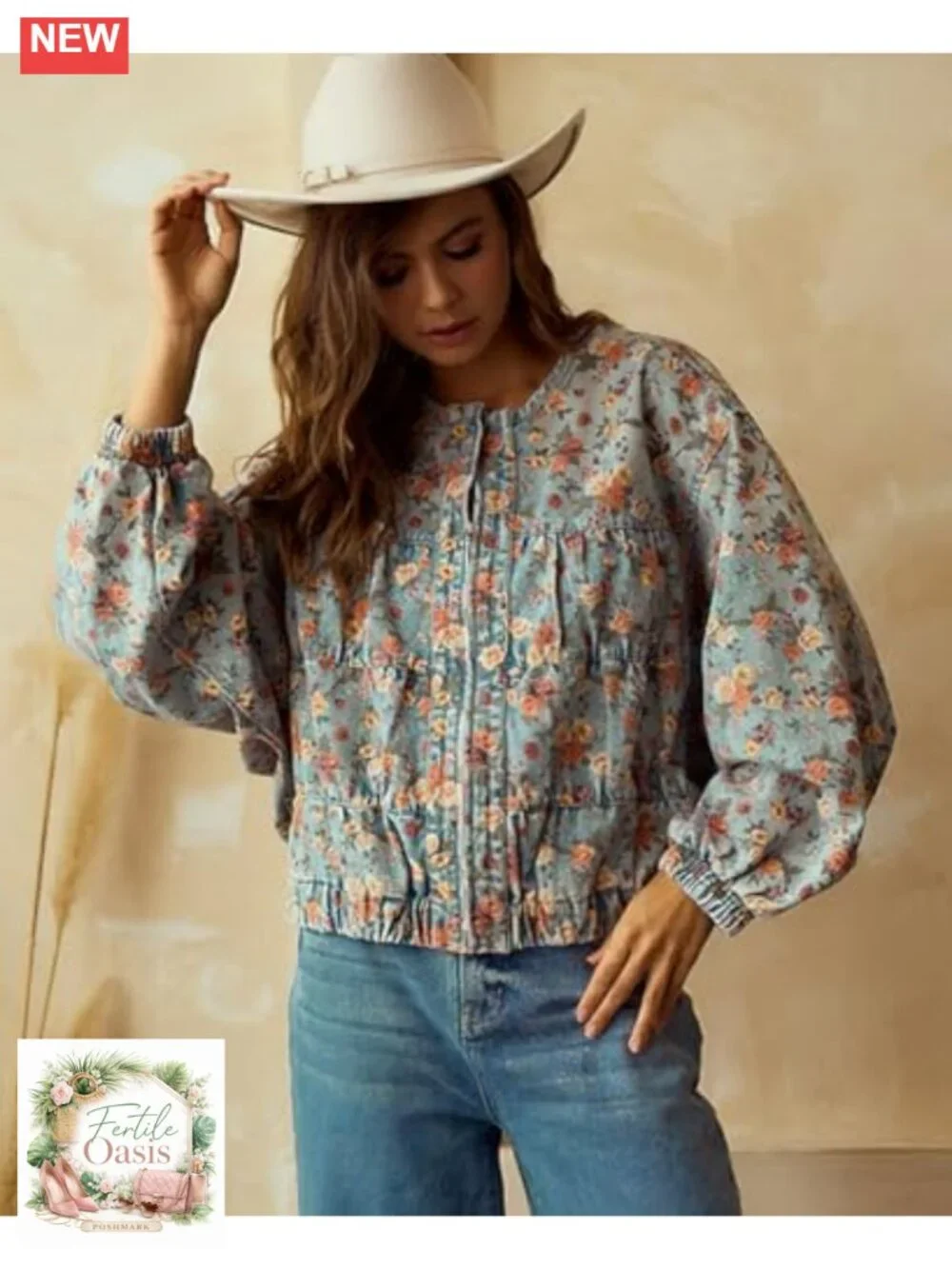 Oversized Floral Denim Bomber Jacket Y2K Trendy Lightweight